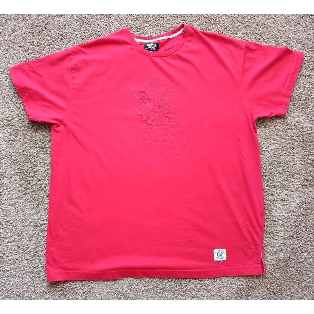 Hustle Gang Indian Chief T-Shirt Men's Size 4xl Embroidered Red Short Sleeve